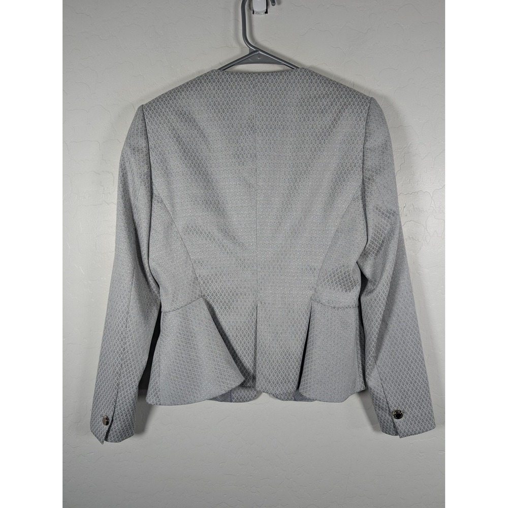 Ted Baker Blazer Suit Jacket Womens 3 Pale Blue Peplum Textured Jacquard Lined‎ - Picture 2 of 16